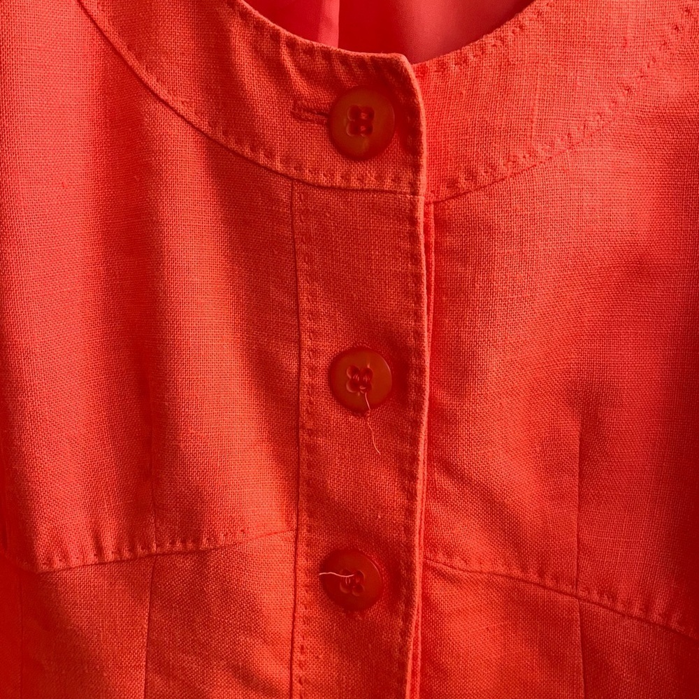 KASPER~100% LINEN~CROPPED BLAZER~CORAL~12 - Picture 6 of 10